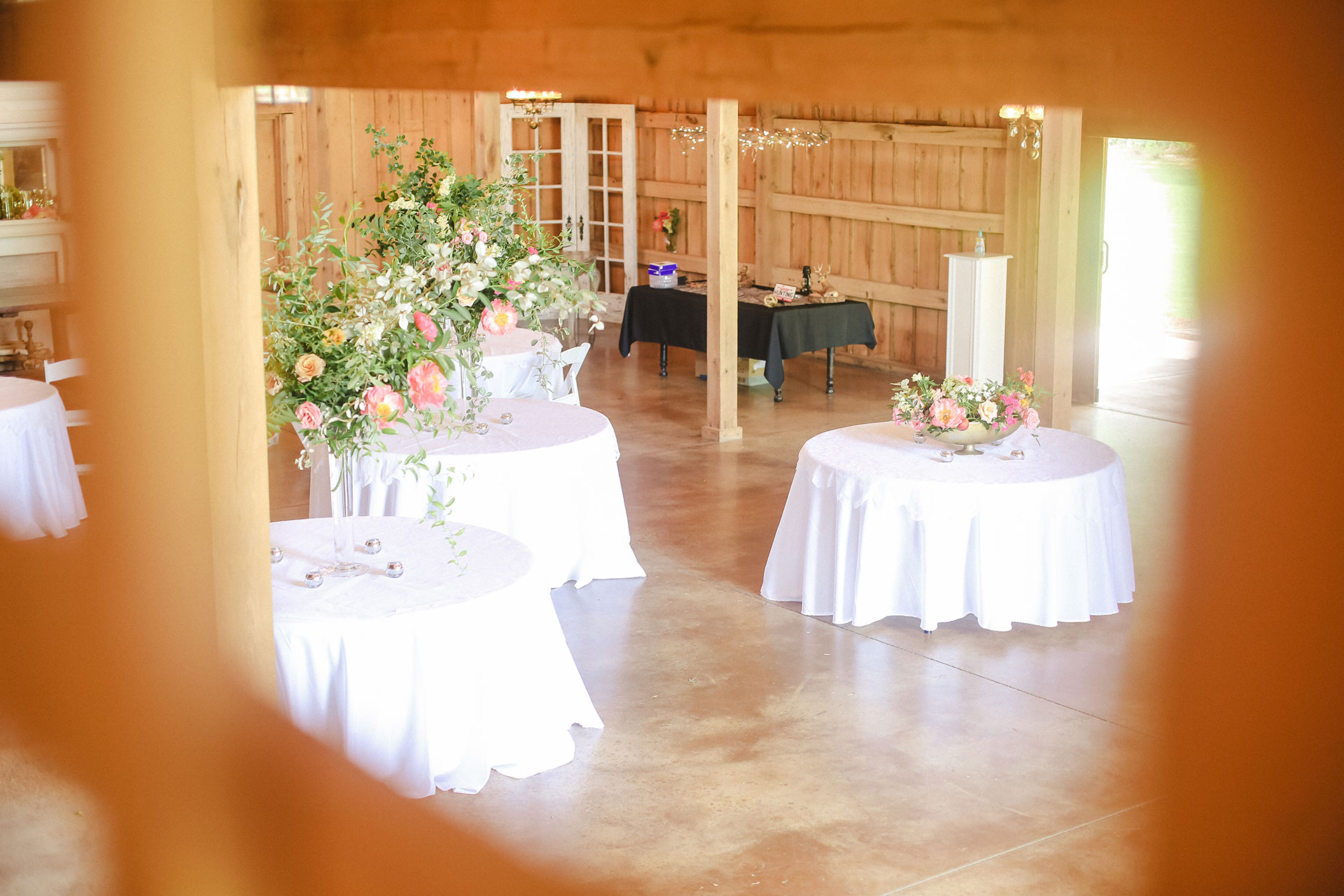 tables decorated for wedding