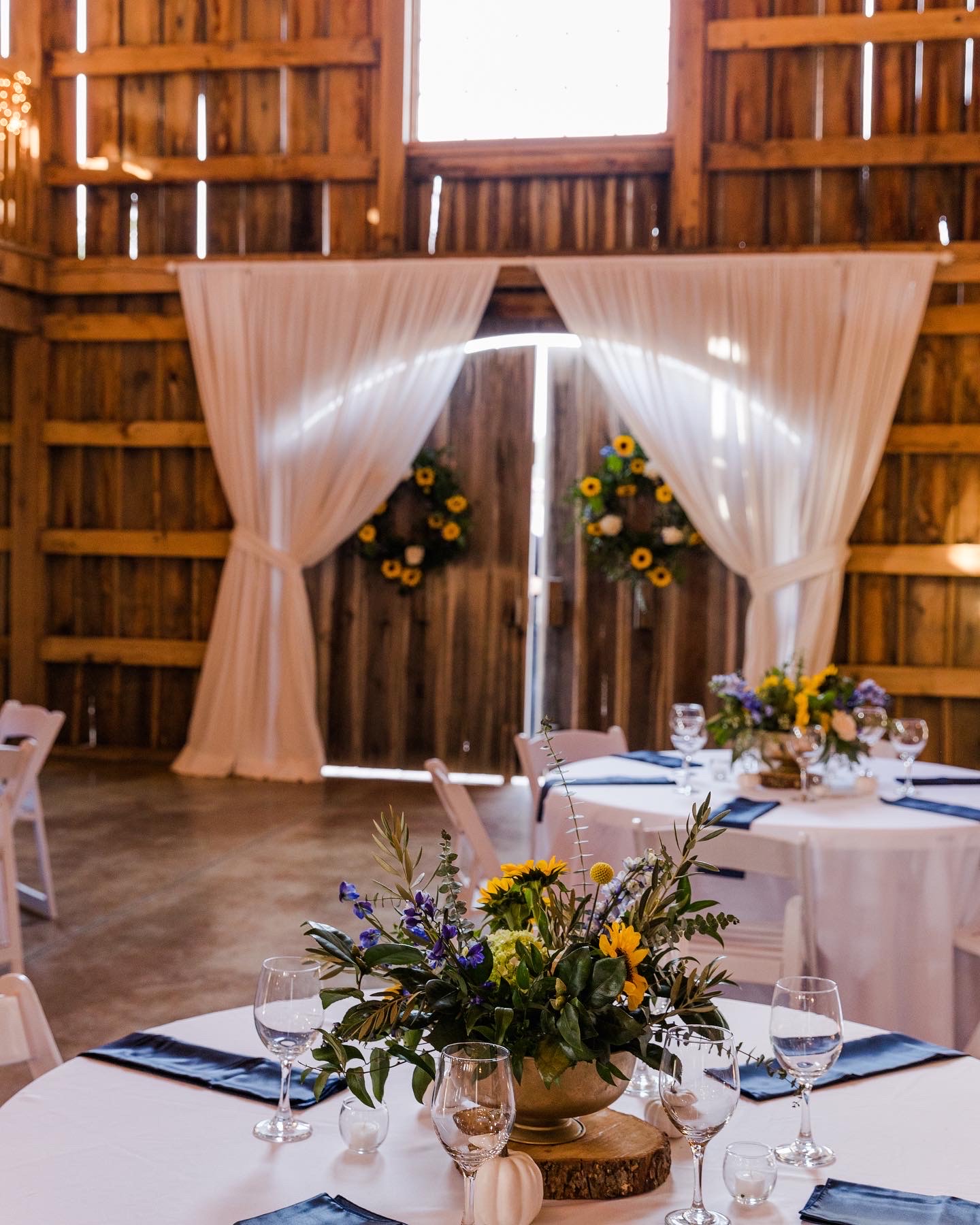 wedding barn view of the doors with beautiful light coming through